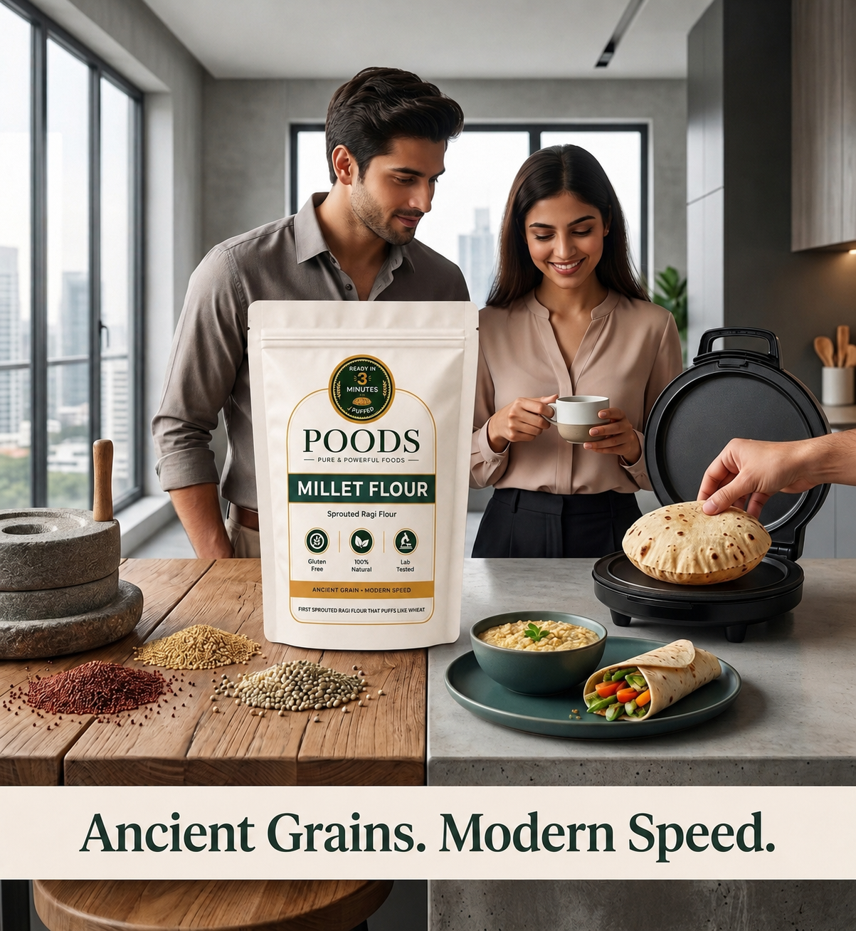 Millet grains and flour